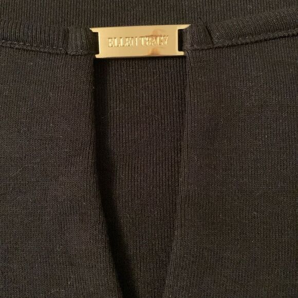 Ellen Tracy Black Cotton Knit 3/4 Sleeve Keyhole Neck Top Blouse Size L - Picture 8 of 9